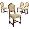 Gruppo Quattro Sedie Antiche Stile Barocchetto '800 Legno di Noce