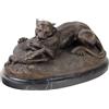 Scultura Antica Bronzo Tigre Coccodrillo Europa '900 Statua Marmo nero