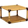 Tavolino Vintage Italia Anni 80-90 Piani in Legno Bambù intrecciato