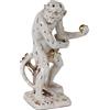 Scultura Scimmia Antica Anni 50-60 Terracotta Smaltata Bianca Decori