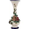 Vaso Antico Manifattura di Napoli Fine '800 Maiolica con Fiori Rilievo