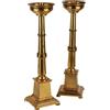 Candelieri Antichi '900 Bronzo dorato Base quadrata Piedini circolari