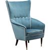 Poltrona Design Italia Anni 50 Seduta imbottita Espanso Velluto Legno