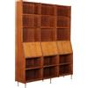 Libreria Vintage Anni 60 Impiallacciatura di Legno Esotico Ottone