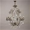 Lampadario Antico in Metallo e Vetro Italia XX Secolo