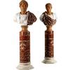 Coppia di Busti di Imperatori e Colonne in Ceramica T. Barbi Anni 70