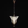 Lampadario Antico a 1 Luce '900 Ottone Vetri Satinati Motivi Floreali