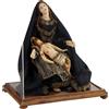 Scultura Antica Madonna Addolorata Italia '800 Cera Stoffa Tulle
