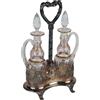 Oliera Antica Prima Metà '900 Argento 925 Vetro Molato Decori in Oro