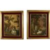 Dipinti Antichi su Cuoio Scena pastorale '700 Quadro Cornice in stile