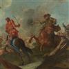 Dipinto Antico Scena di Battaglia '600 Olio su tela Cornice laccata