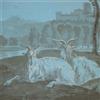 Dipinto Paesaggio Agreste Notturno con Capre | Arte Pittura antica