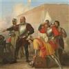 Dipinto Antico Scena d'Assedio G. Boni '800 Pittura Ottocento Quadro