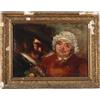 Dipinto Ritratto Antico Caricaturale Olio su tela '800 Quadro Pittura