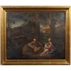 Dipinto Antico Olio su Tela Paesaggio '700 Quadro con cornice Pittura