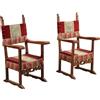Coppia Poltrone Gusto Medievale Italia Inizio XX Secolo Antiquariato