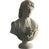Busto Antico Femminile e Colonna Liberty Fine '800 Marmo Bianco Arredo