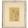 Disegno Antico '900 M. Sironi Figure Umane Inchiostro su Carta Cornice