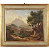 Dipinto Antico Olio su tela Giacomo Micheroux Paesaggio '800 Quadro