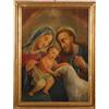 Dipinto Antico Sacra Famiglia Quadro Olio su tela Cornice in stile 800