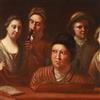 Dipinto Scena di Concerto Olio su Tela Arte Pittura Antica