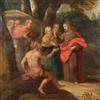 Dipinto Antico 600 Scena di Guarigione Miracolosa Pittura Olio su Rame