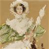 Dipinto Antico Gino Simonetti '900 Donna all'Arcolaio Tempera su Carta