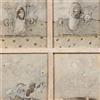 Dipinto Antico Composizione a quattro pannelli 1978 Tecnica Mista
