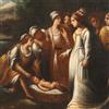 Dipinto Antico '600-'700 Mosè salvato dalle Acque Pittura Olio su Tela
