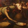Dipinto Antico Scena Biblica Mosè salvato dalle Acque 600 Olio su Tela