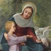Dipinto Antico F. Mazzucchi Madonna con Bambino '800 Olio su Faesite
