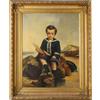 Quadro Antico Dipinto con Ritratto di Bambino Olio su Tela '800