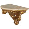 Consolle Antica a Goccia in Stile '900 Legno Intagliato Dorato Onice