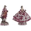 Coppia Galante Statuine Antiche Fine '800 Porcellana Decori Policromi
