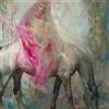 Dipinto Contemporaneo M Goracci Figura Femminile a Cavallo Olio Tavola