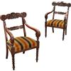 Poltrone Antiche Gusto Regency Secondo Quarto '800 Legno Intagliato