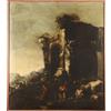 Quadro Antico Dipinto con Paesaggio Olio su Tela XVIII Secolo