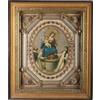 Quadro Antico Cromolitografia su Carta della Madonna del Rosario '800