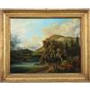 Quadro Antico Dipinto con Paesaggio Olio su Tela Italia 1862