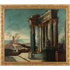 Quadro Antico con Paesaggio Olio su Tela Italia XVIII Secolo