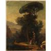 Quadro Antico con Paesaggio Olio su Tela Italia XIX Secolo