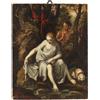 Quadro Antico Dipinto con Scena Mitologica Olio su Tela XVIII Secolo