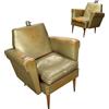 Poltrone Argentine Vintage in Legno e Skai imbottite Anni 50