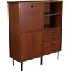 Highboard Vintage Anni 60 Legno Impiallacciato Mogano Gambe in Metallo