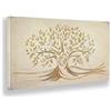 Giallobus - Quadro - 05 - Capezzale Moderno - Sacra Famiglia e Albero della Vita - Gold&Rose - Tela Canvas Telaio Standard - 35x17,5 - Pronto da Appendere - Quadri Moderni per la casa