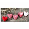 Quadri L&C ITALIA Quadro Cuori Shabby Chic - per Soggiorno Moderno Salotto e Cucina Vintage Country Rustici 90 x 45 Stampa su Tela Canvas da Parete Rosso Bianco