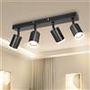 Dehobo Lampada Faretti LED da Soffitto Orientabili, Moderna Plafoniera 4 Luce GU10 Nero, Lampadario LED da Parete Interno per Barra Cameretta Cucina, Senza Lampadina