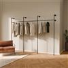 pamo Appendiabiti da Parete 296 cm - 340 kg | barra Appendiabiti industriale a muro nero | armadio aperto in metallo | 222 cm × 32 cm | nero | acciaio verniciato a polvere MatteGuard