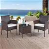 BAKAJI Set da Giardino Marrone 2 Poltrone + Tavolino Rattan x Esterno con Cuscini Beige