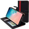 ebestStar - Cover per Samsung S10 PLUS Galaxy, Custodia Libro Protezione Portafoglio, Pelle PU Porta Carte, Nero/Rosso